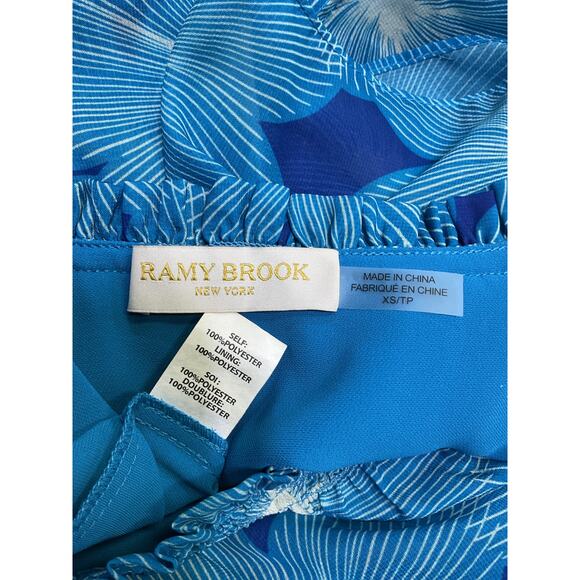 Ramy Brook Printed Blue Danica Ruffle Mini Size XS Dress - Picture 4 of 5